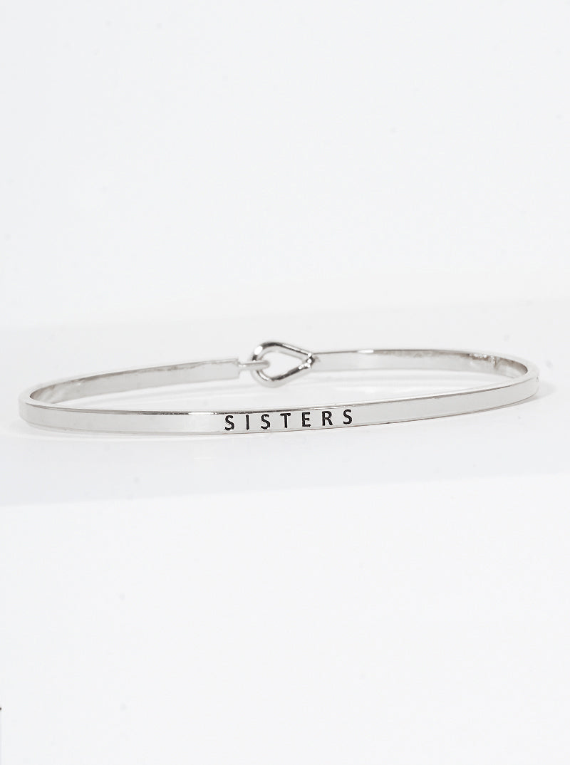 Sisters Engraved Inspirational Bangle Bracelet