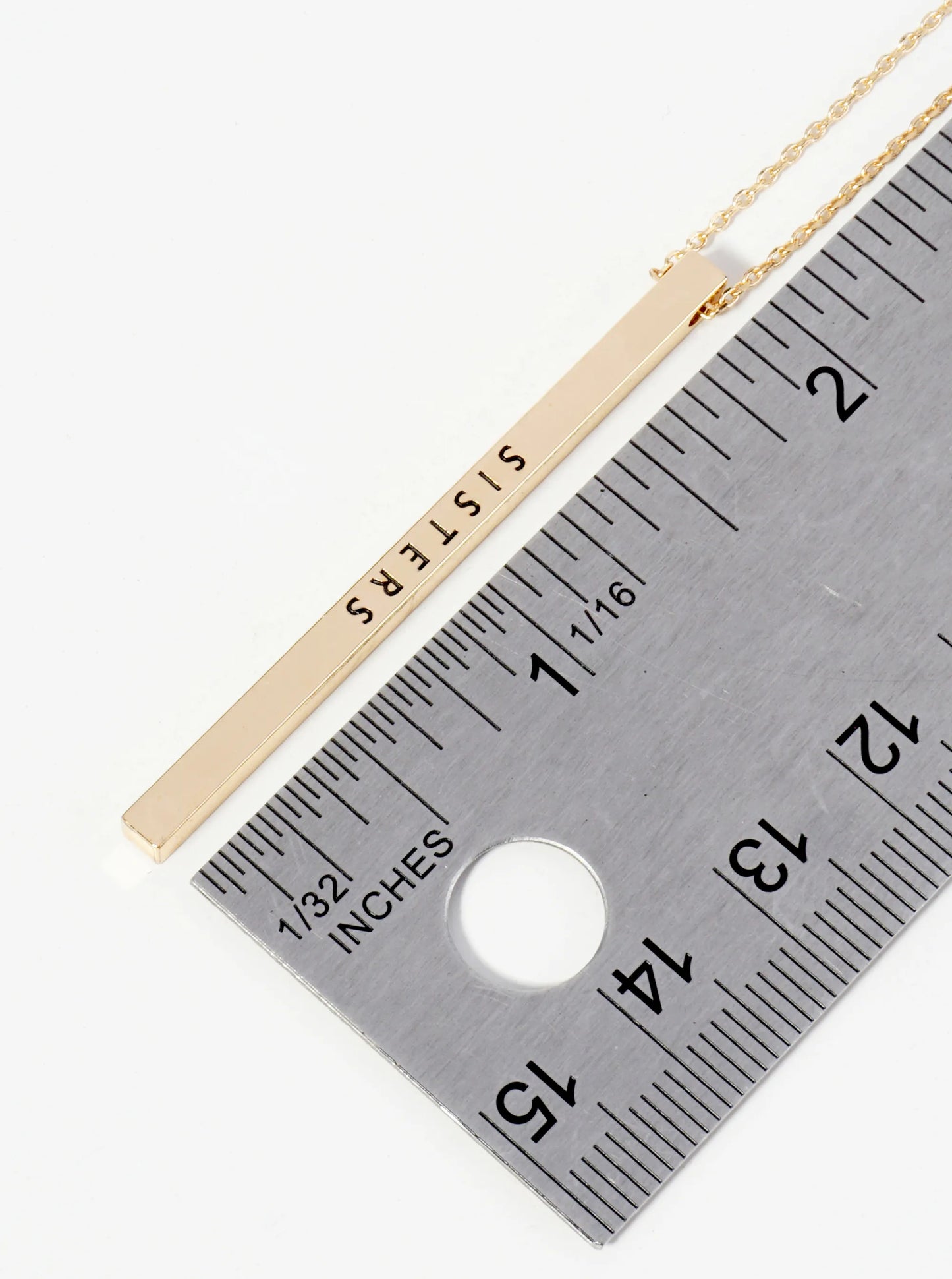 Sisters Engraved Vertical Bar Pendant Inspirational Necklace