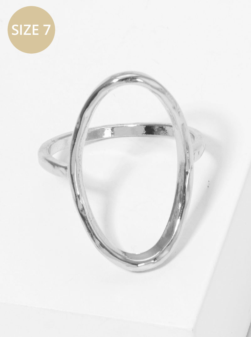 Size 7 Hammered Cut Out Oval Brass Ring