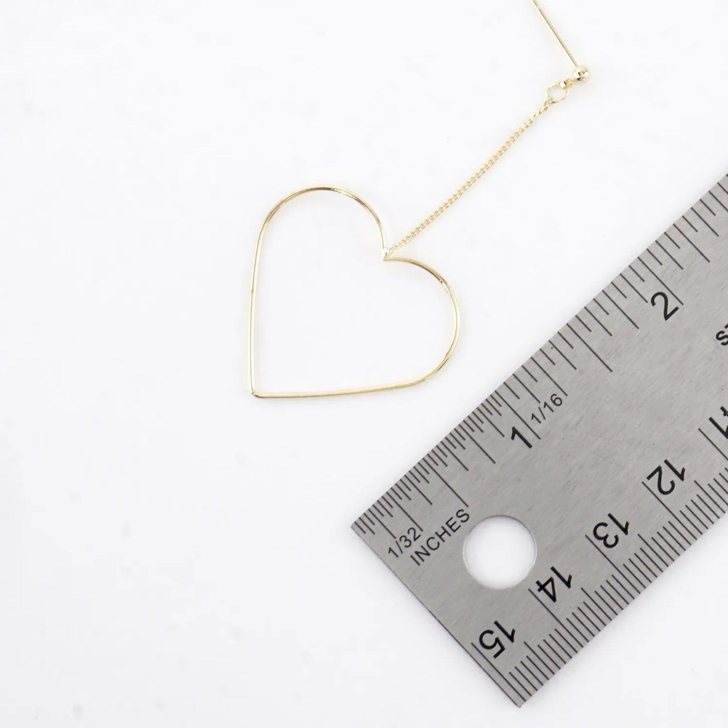 Skinny Brass Heart Drop Dangle Earrings