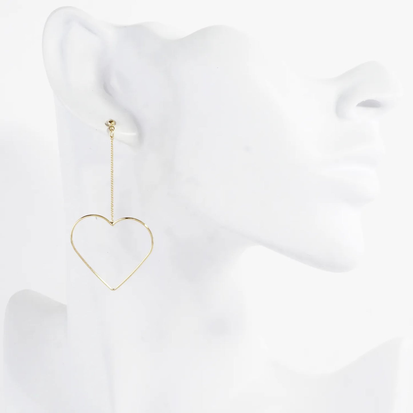 Skinny Brass Heart Drop Dangle Earrings
