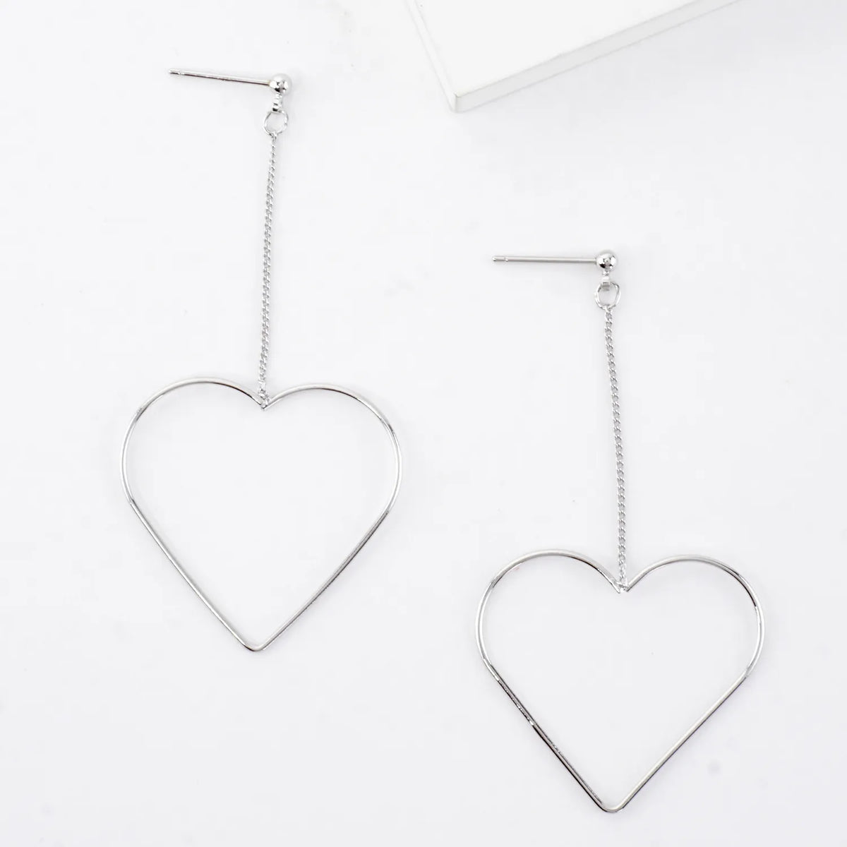 Skinny Brass Heart Drop Dangle Earrings