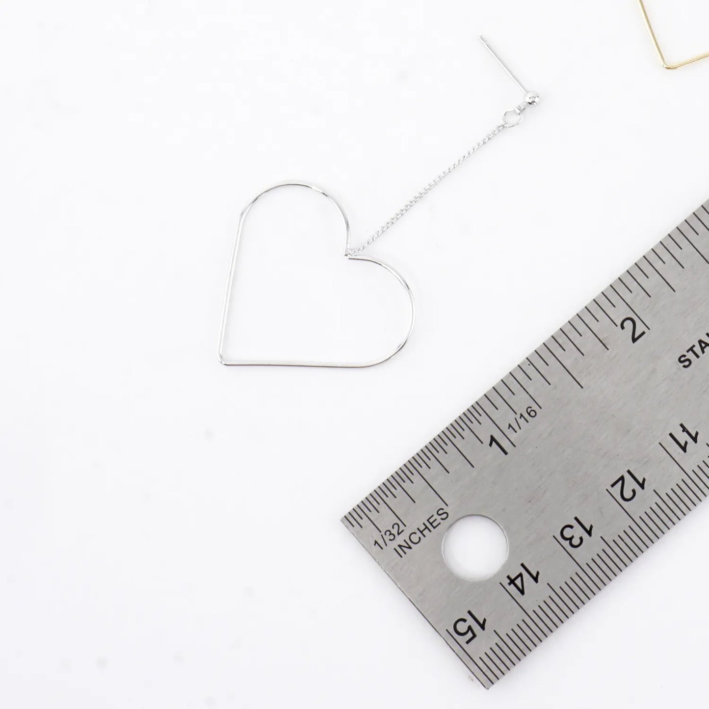 Skinny Brass Heart Drop Dangle Earrings