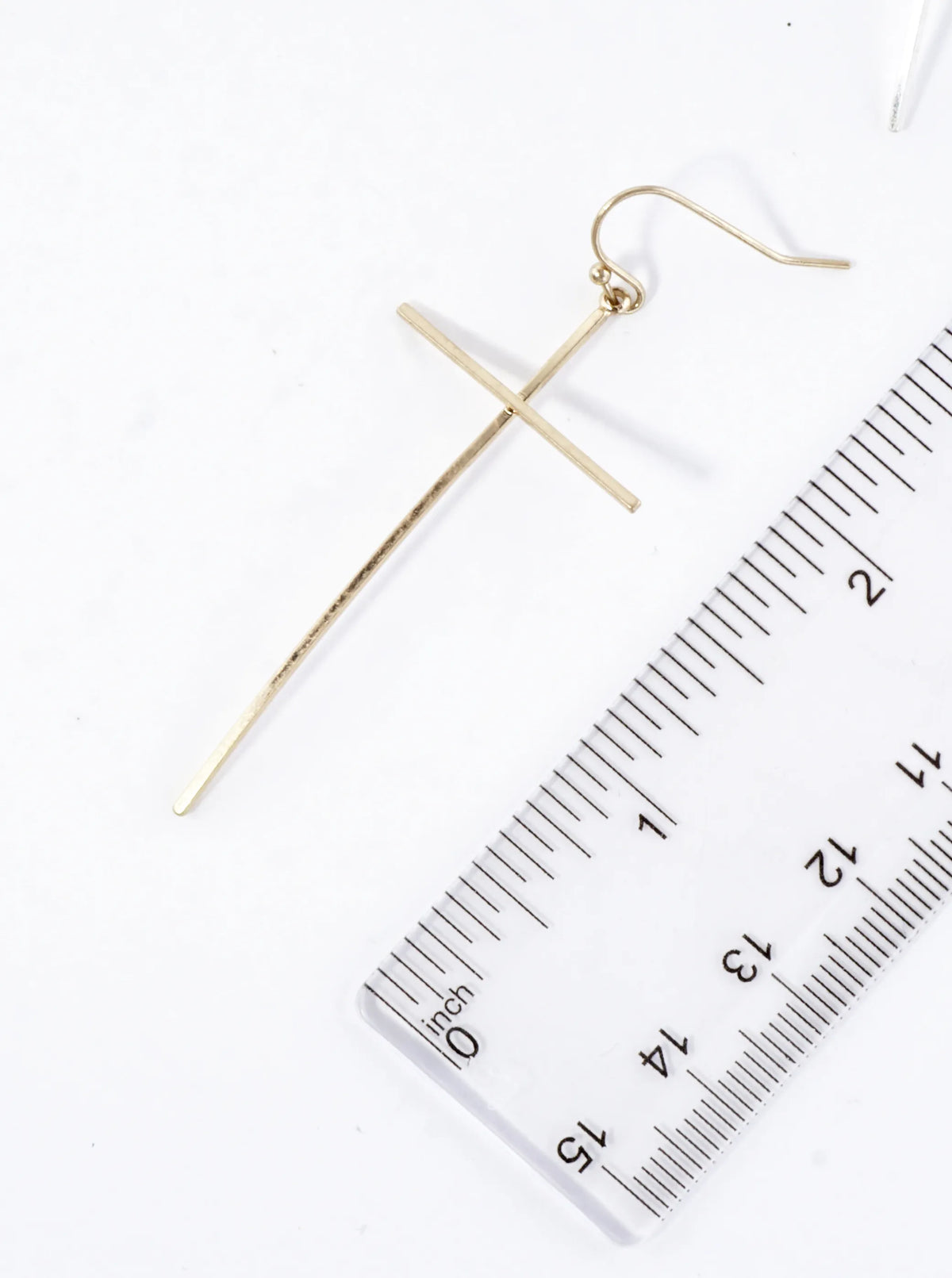 Skinny Curves Brass Cross Earrings