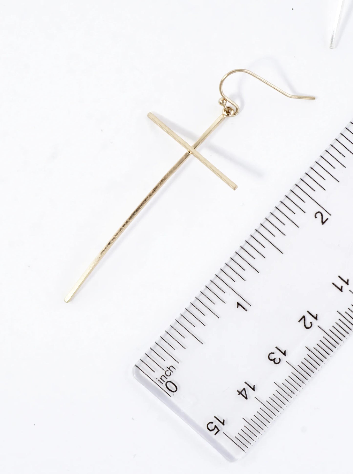 Skinny Curves Brass Cross Earrings