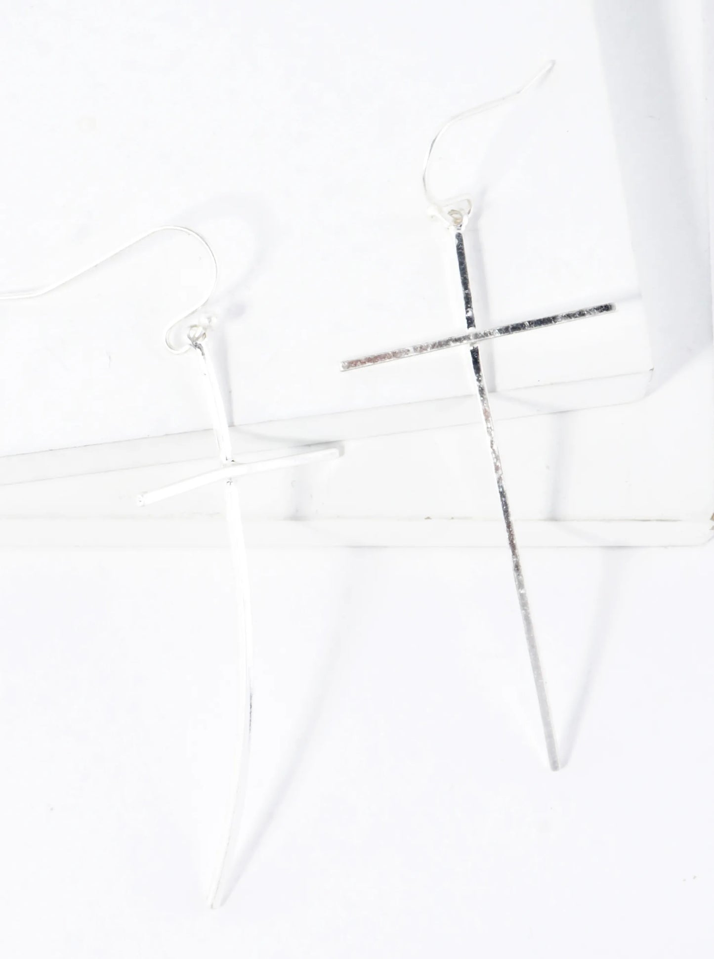 Skinny Curves Brass Cross Earrings
