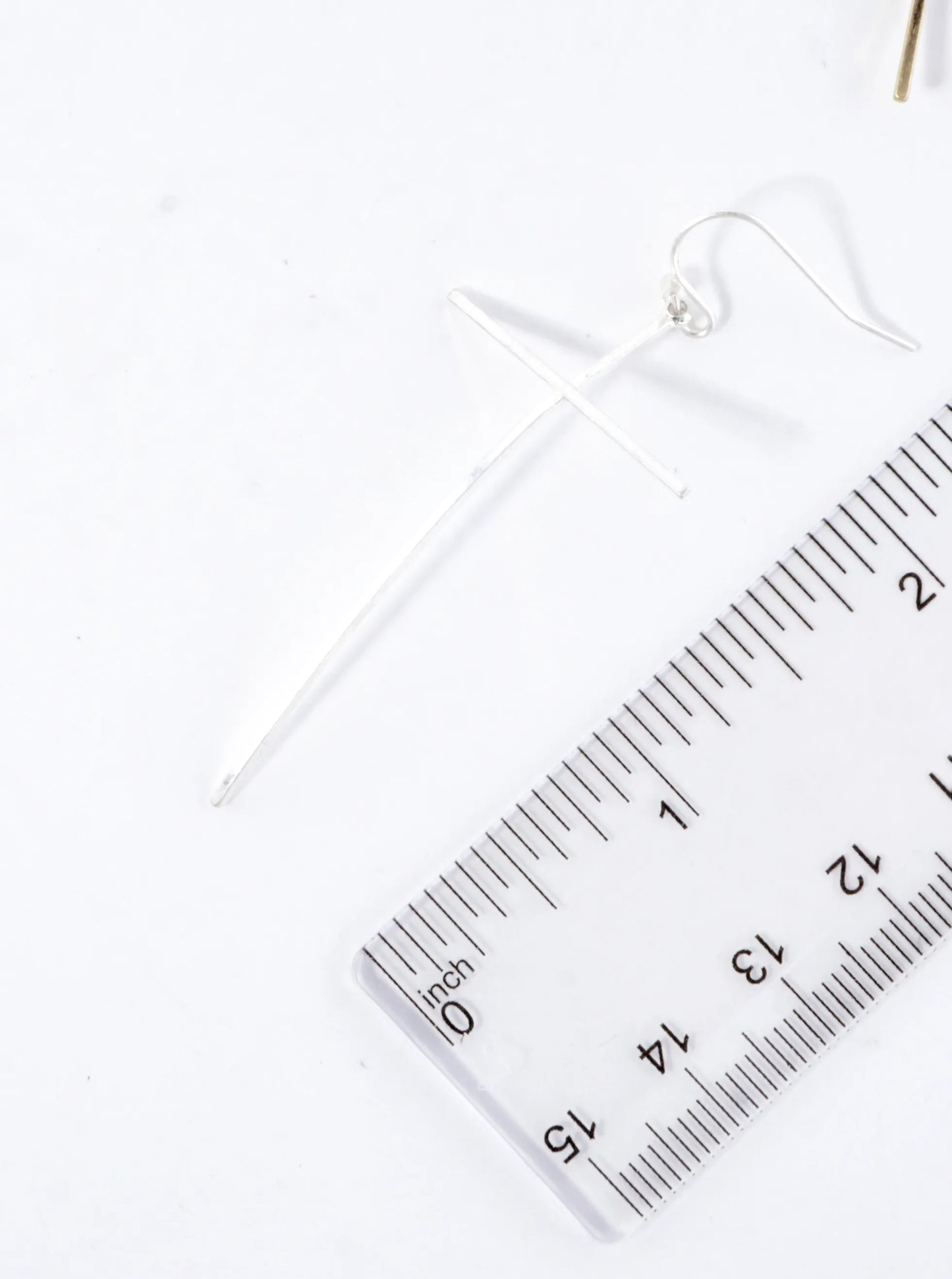 Skinny Curves Brass Cross Earrings