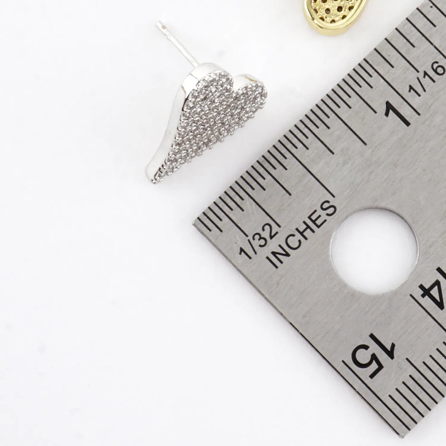 Skinny Heart Micro Pave Brass Stud Earrings