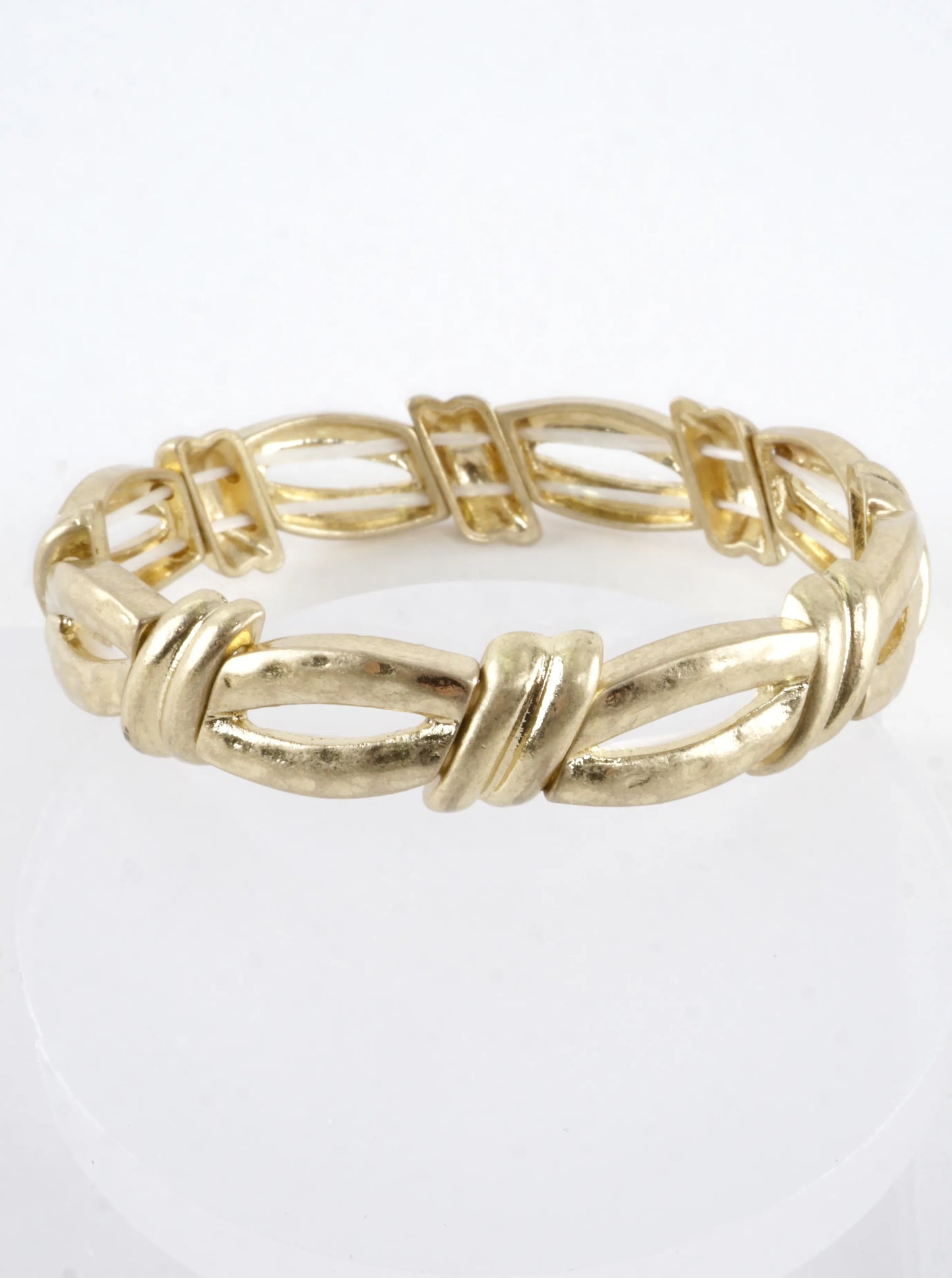 Slanted Oval Section Alloy Stretch Bracelet