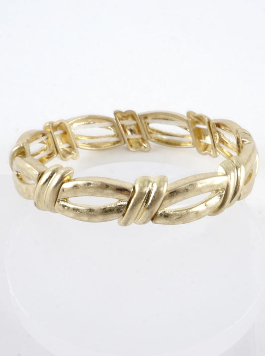 Slanted Oval Section Alloy Stretch Bracelet