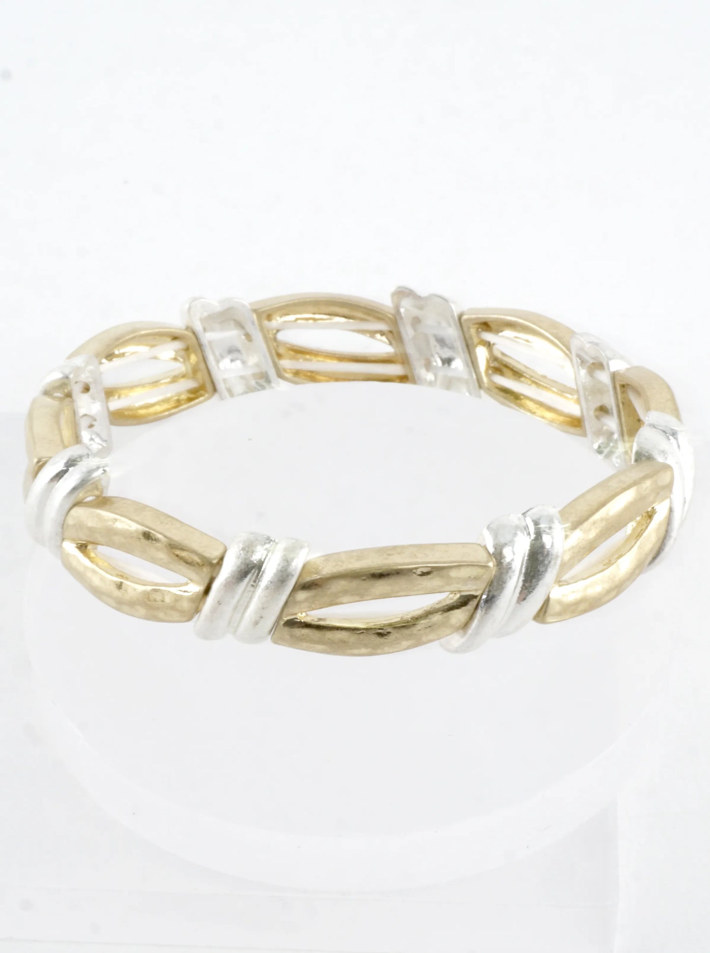 Slanted Oval Section Alloy Stretch Bracelet