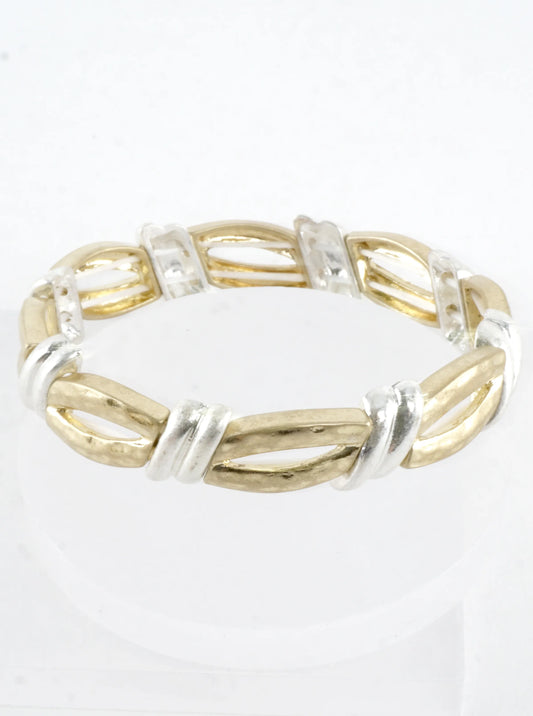 Slanted Oval Section Alloy Stretch Bracelet