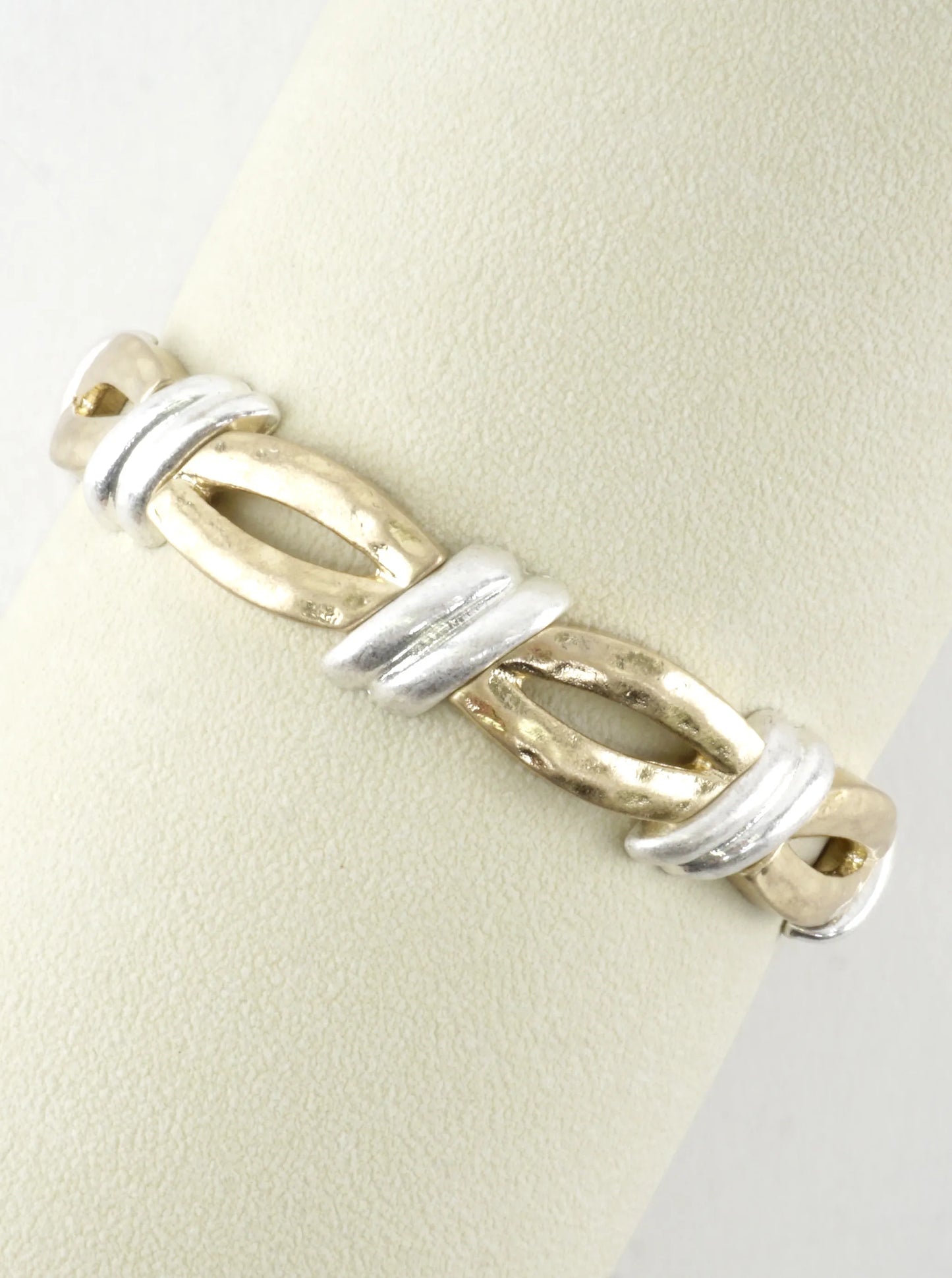 Slanted Oval Section Alloy Stretch Bracelet