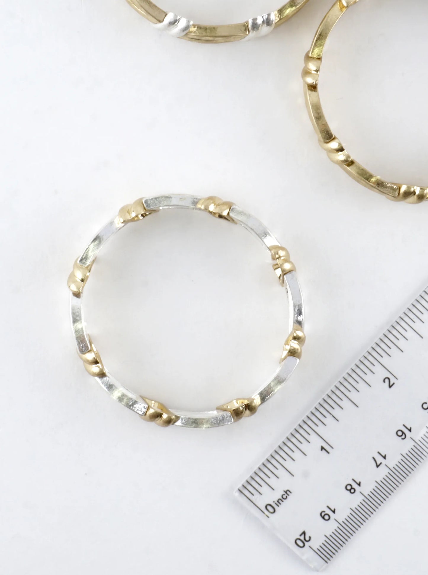 Slanted Oval Section Alloy Stretch Bracelet