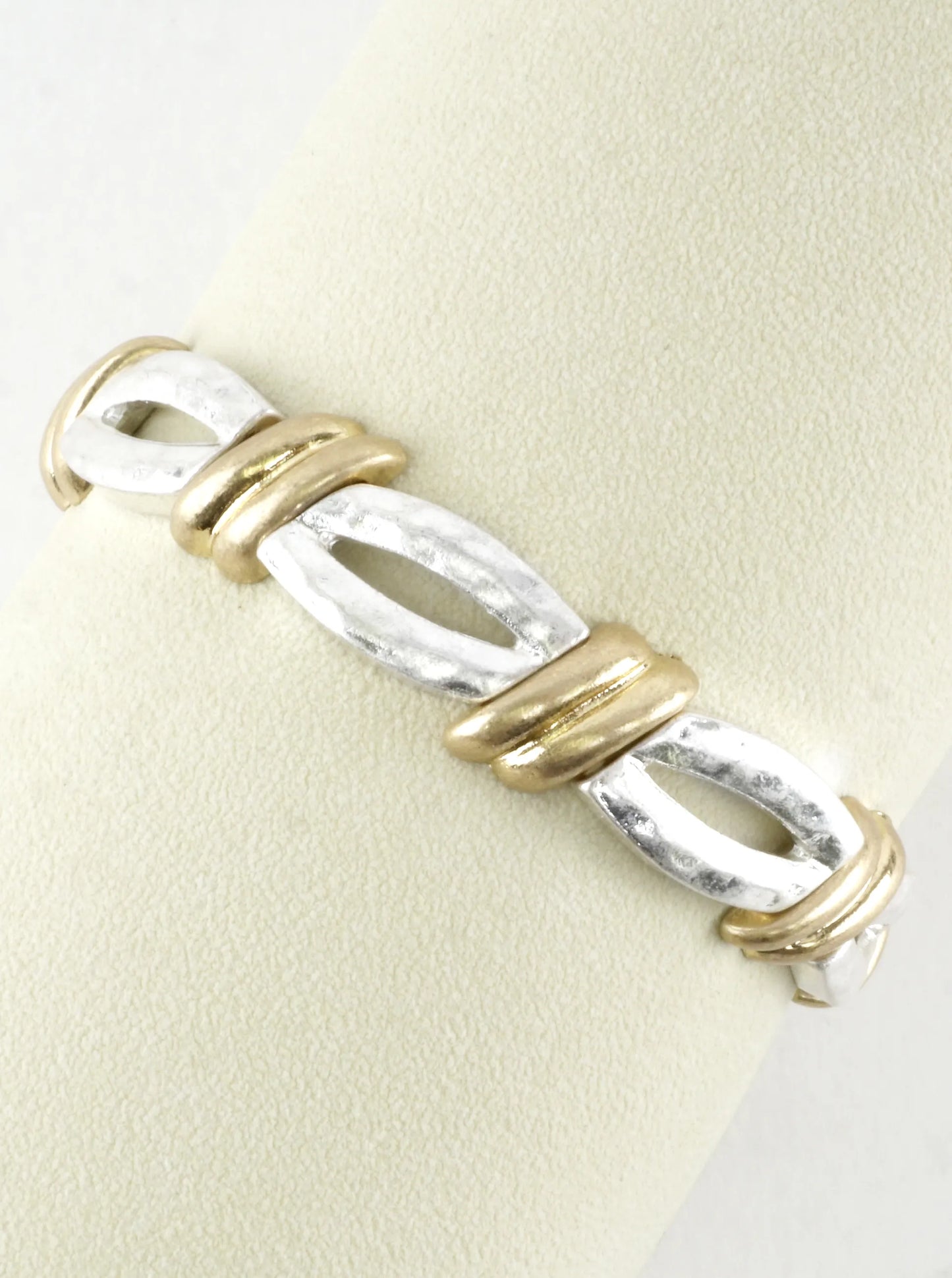 Slanted Oval Section Alloy Stretch Bracelet