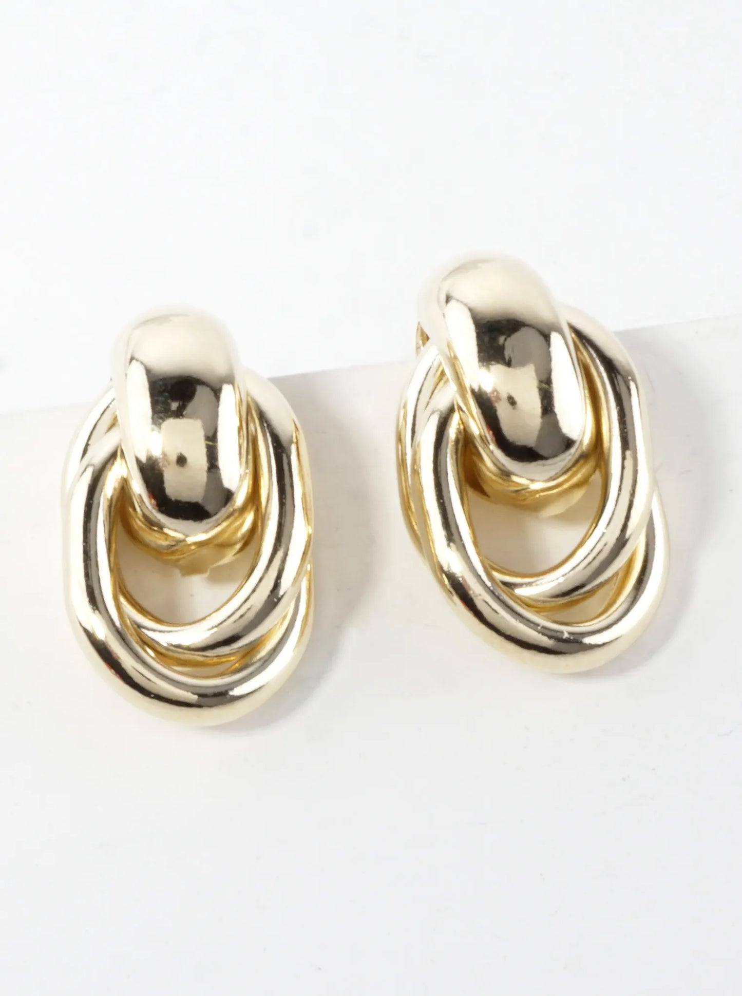 Small Brass Rings Doorknocker Earrings