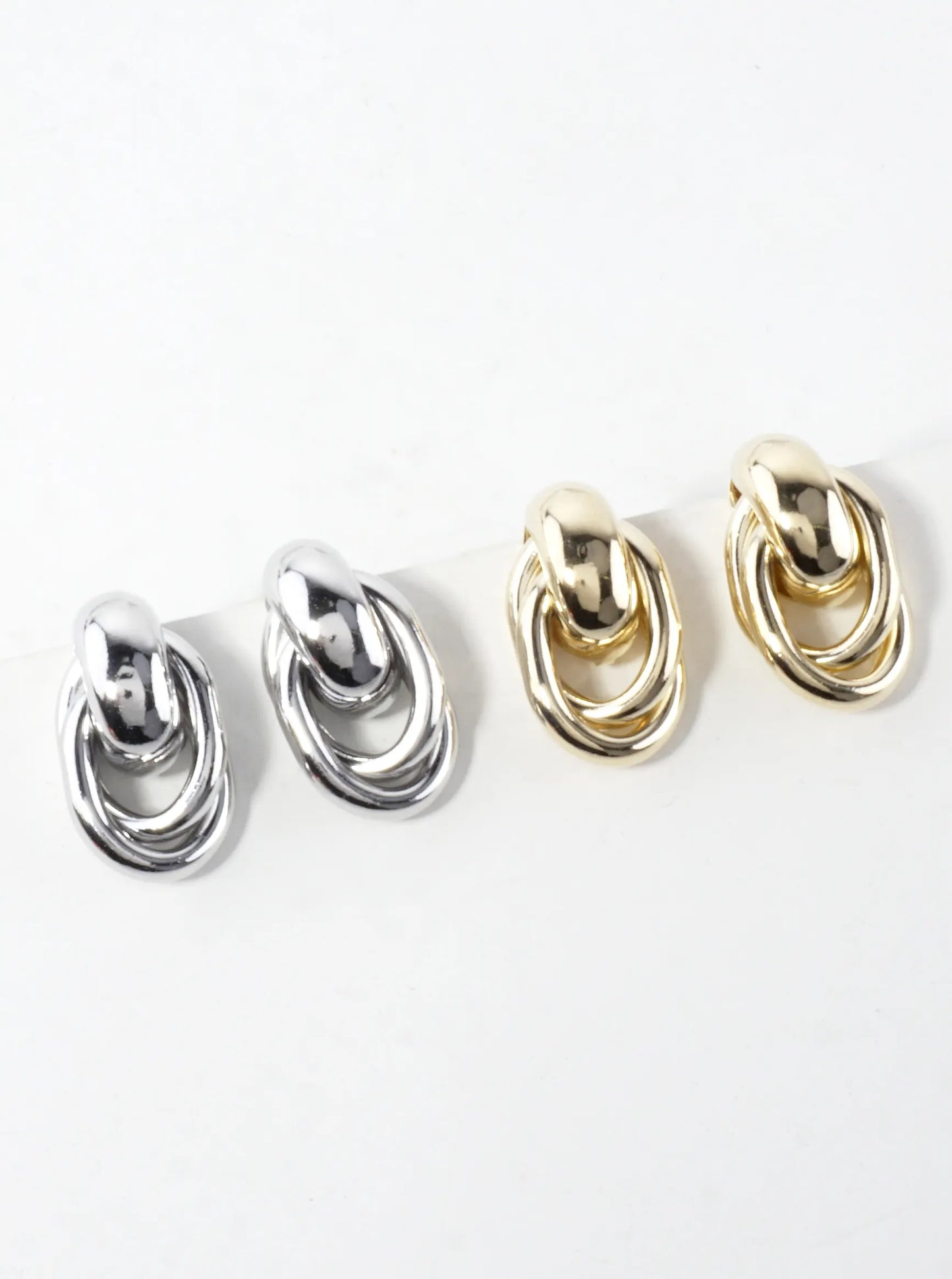 Small Brass Rings Doorknocker Earrings
