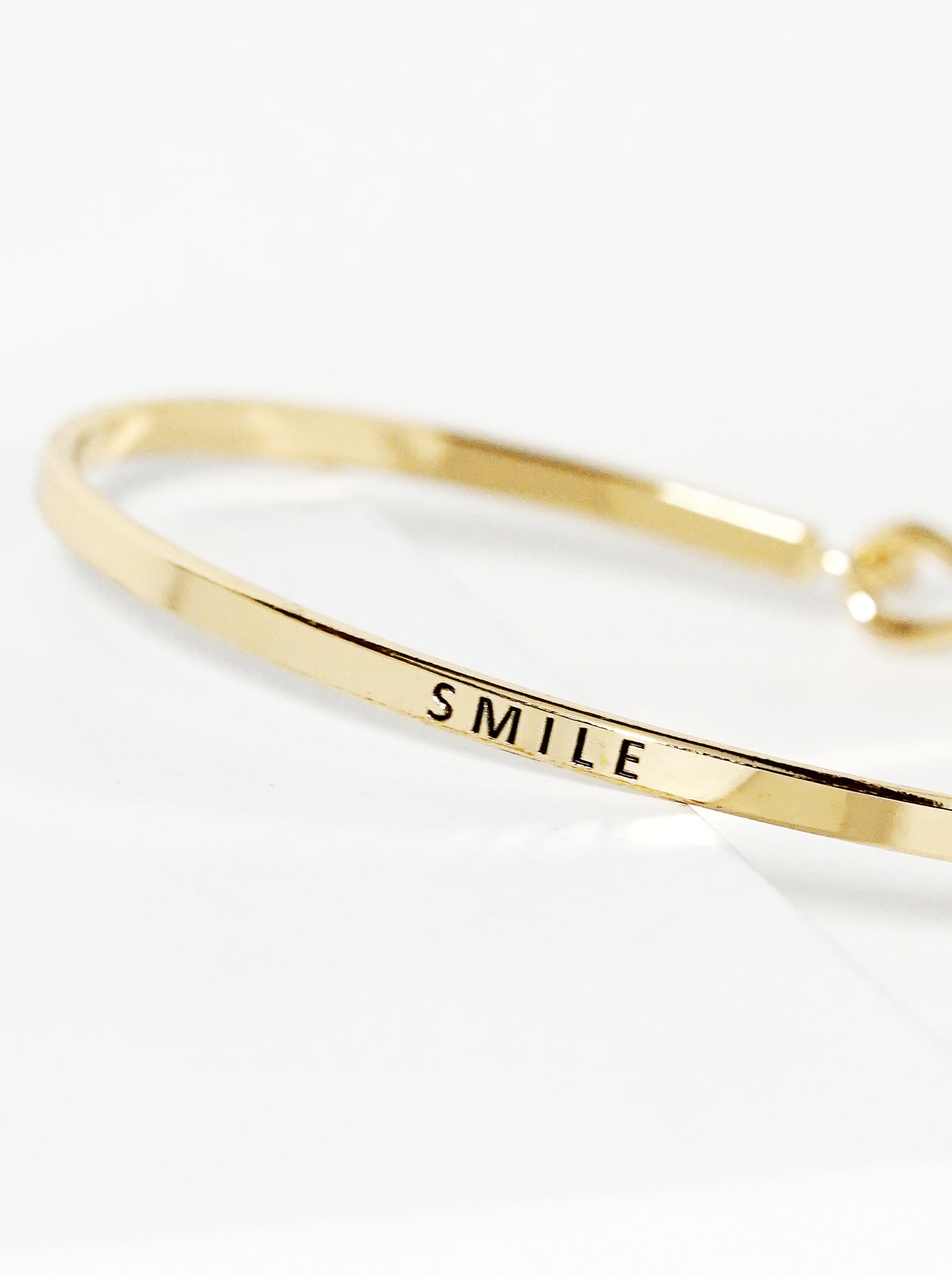 Smile Engraved Inspirational Bangle Bracelet