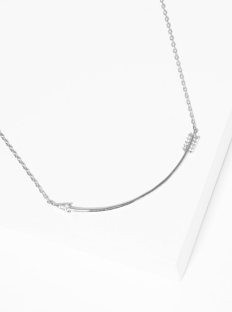 Smile-of-Yours Delicate Curved Arrow Pendant 18K-Gold-Dipped Necklace