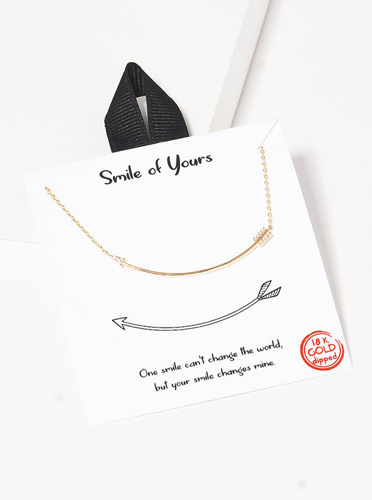 Smile-of-Yours Delicate Curved Arrow Pendant 18K-Gold-Dipped Necklace