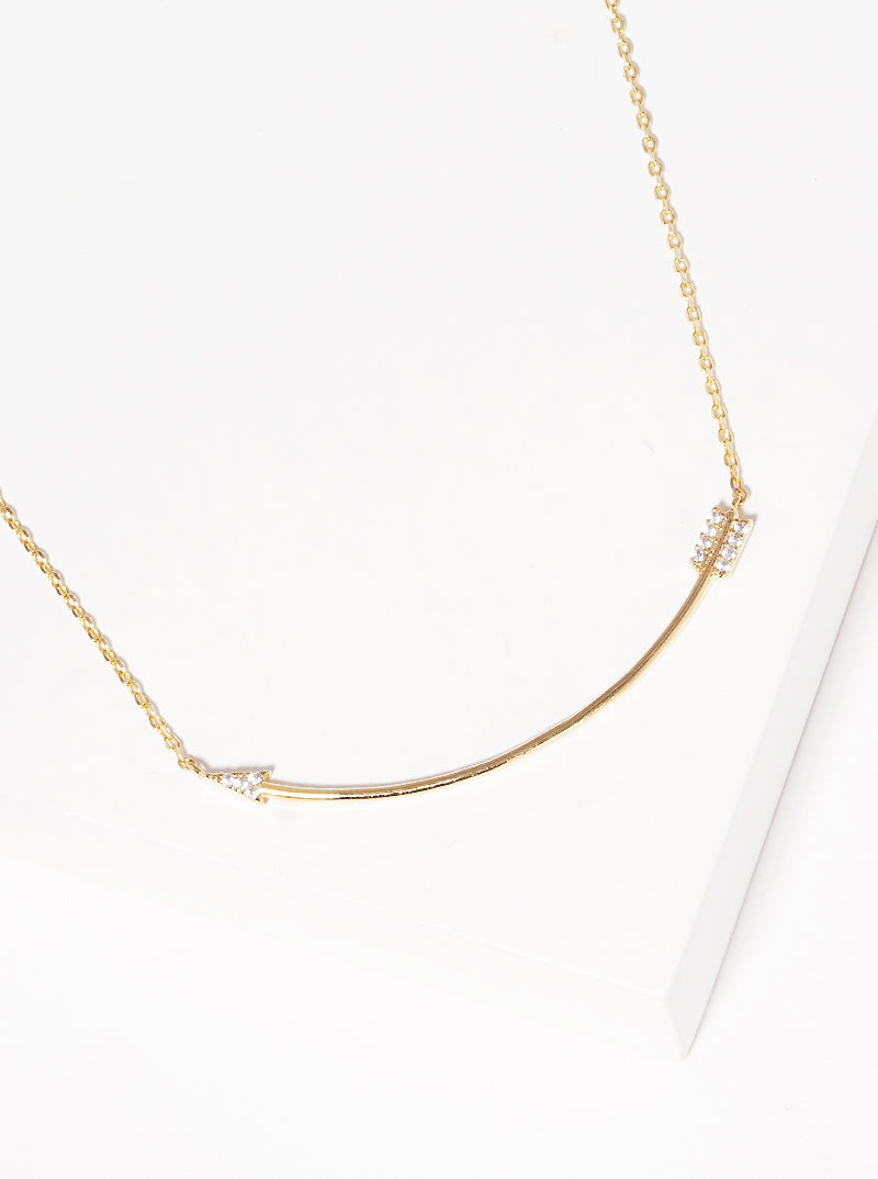 Smile-of-Yours Delicate Curved Arrow Pendant 18K-Gold-Dipped Necklace