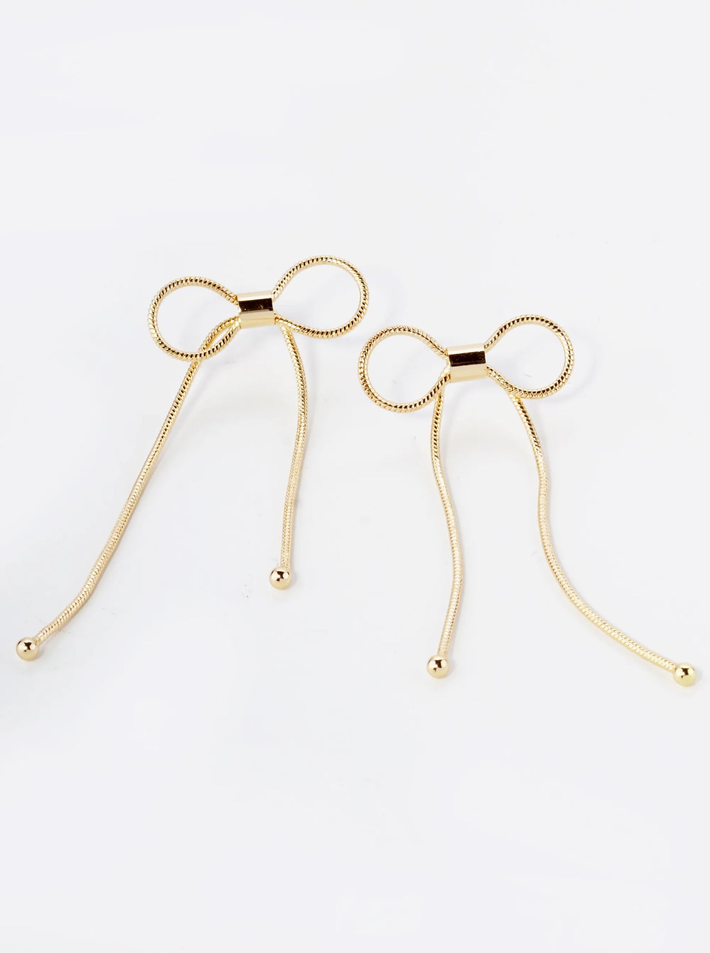 Snake Chain Ribbon Bow Drop Post Earrings