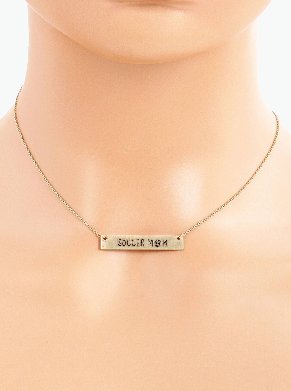 Soccer Mom Engraved Horizontal Bar Pendant Necklace