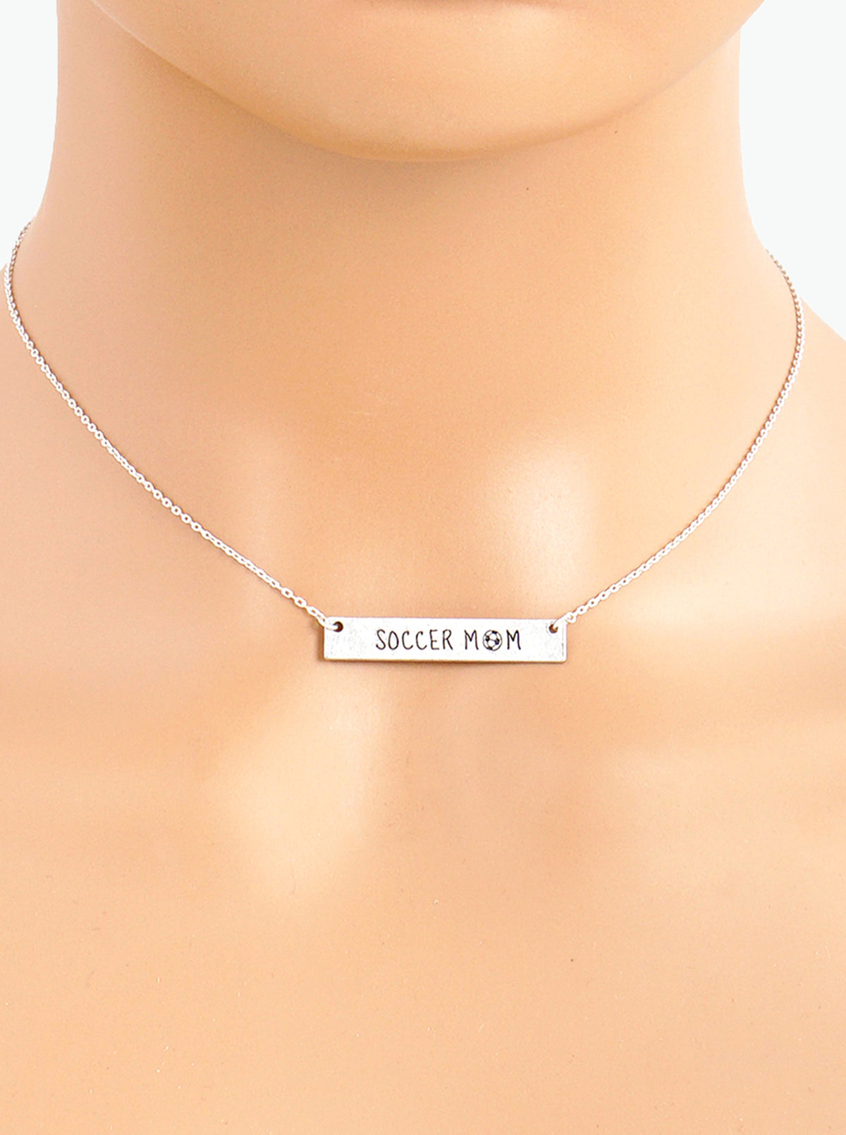 Soccer Mom Engraved Horizontal Bar Pendant Necklace