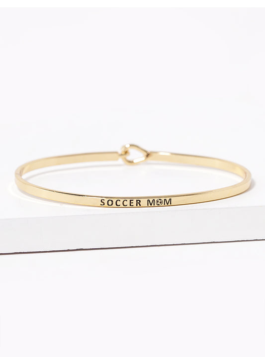 Soccer Mom Engraved Inspirational Bangle Bracelet