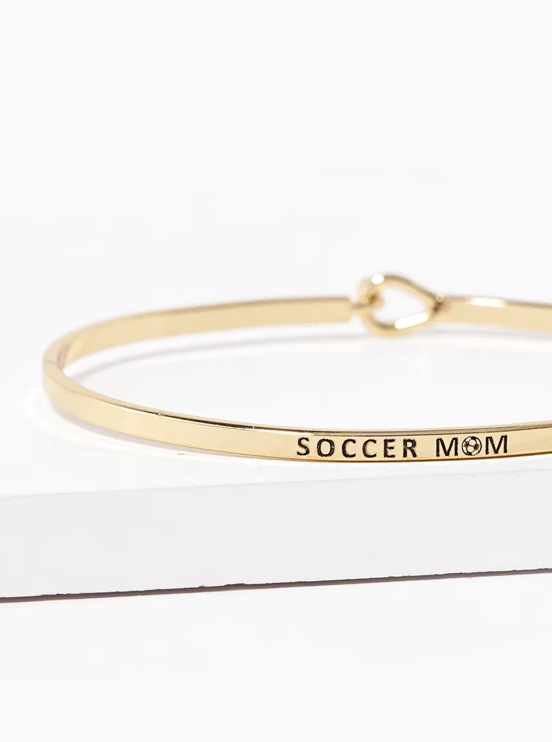 Soccer Mom Engraved Inspirational Bangle Bracelet