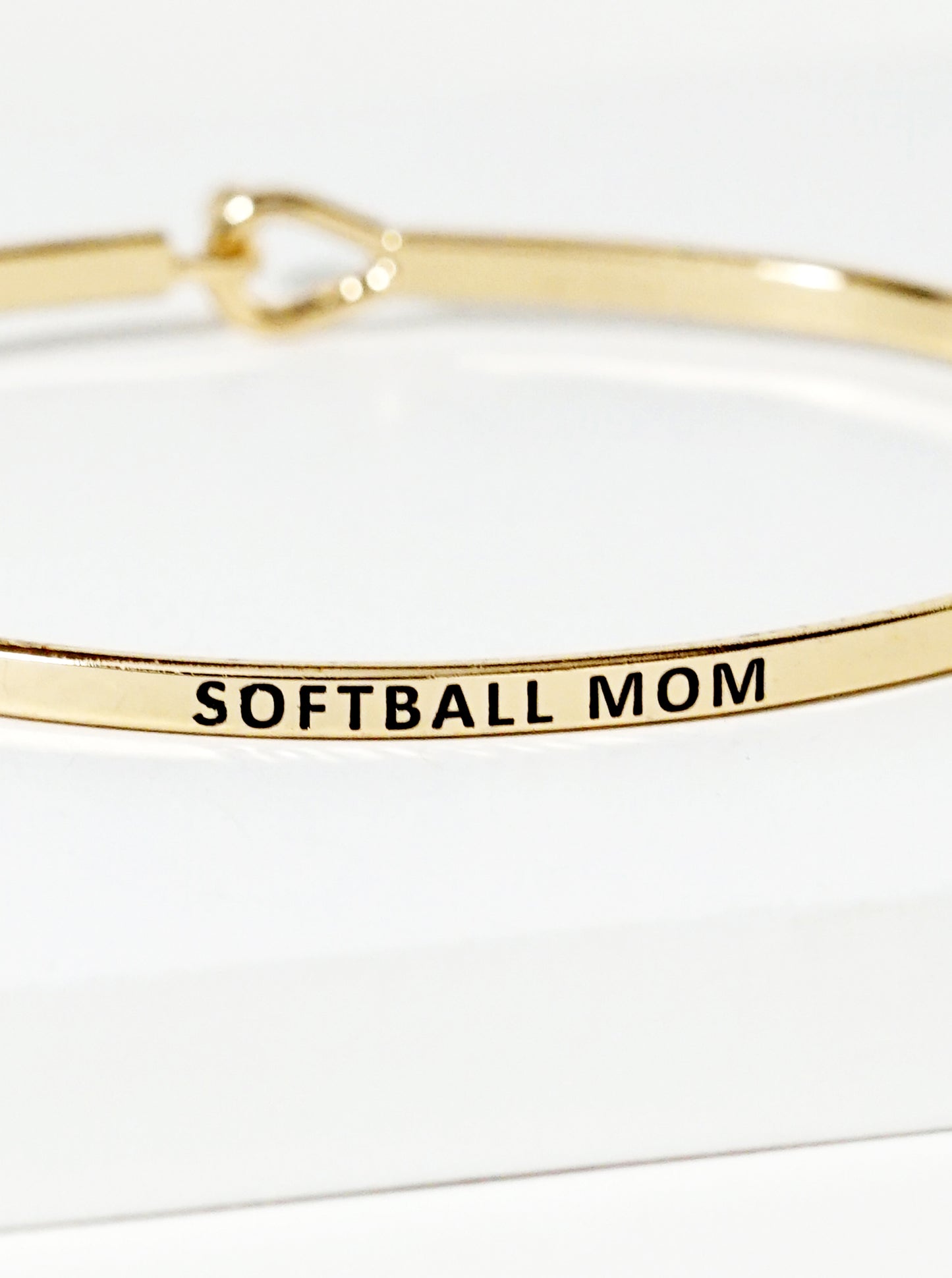 Softball Mom Engraved Inspirational Bangle Bracelet