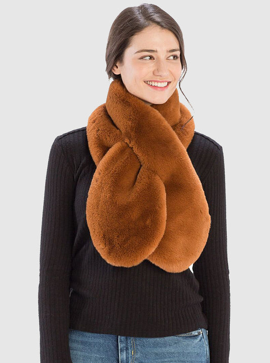 Solid Color Fluffy Faux Fur Scarf