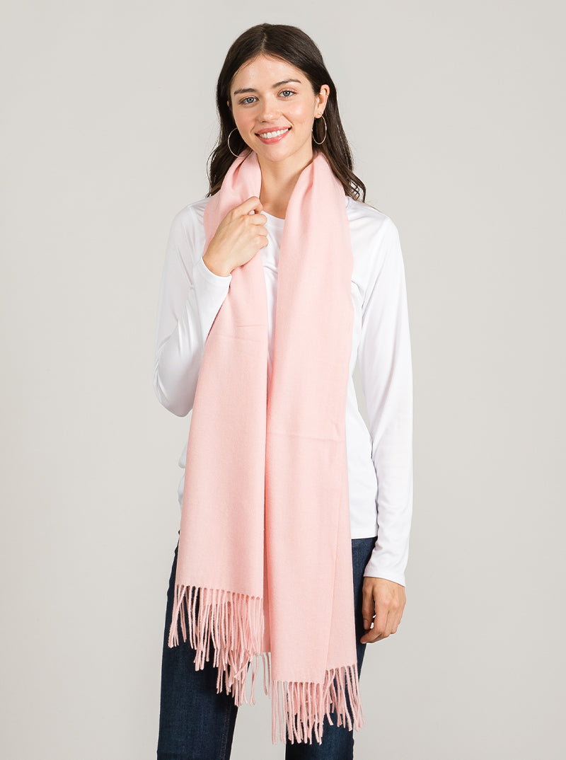 Solid Color Shawl Oblong Fringe Everyday Scarf