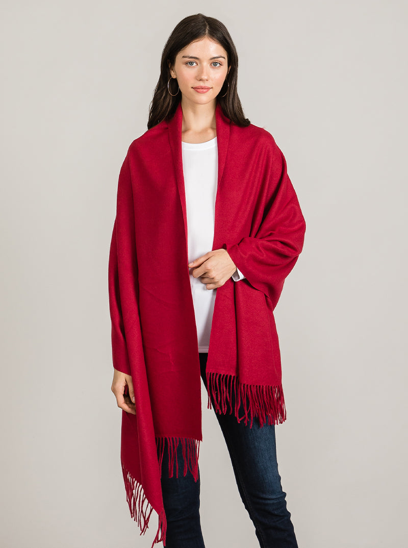 Solid Color Shawl Oblong Fringe Everyday Scarf