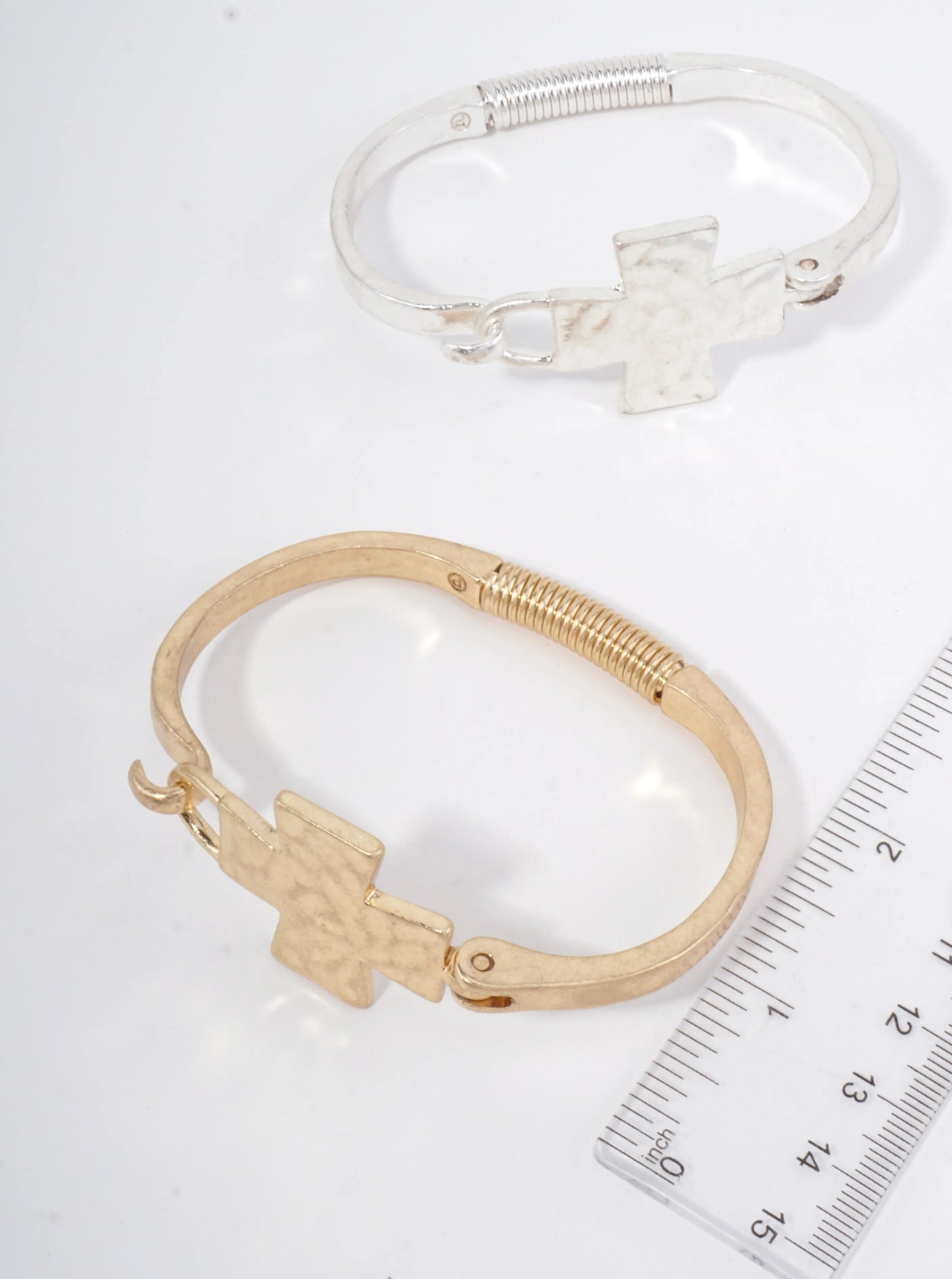 Solid Cross Hammered Bangle Cuff Bracelet