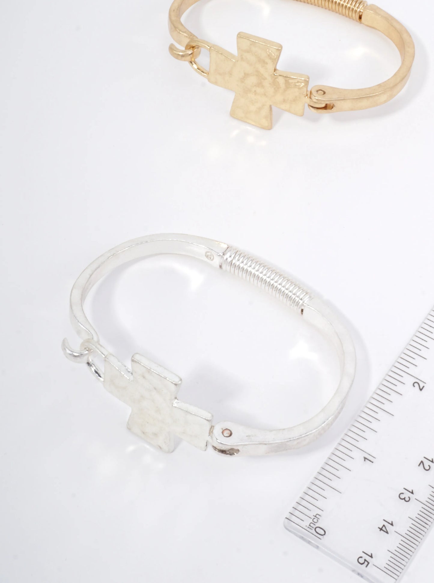 Solid Cross Hammered Bangle Cuff Bracelet