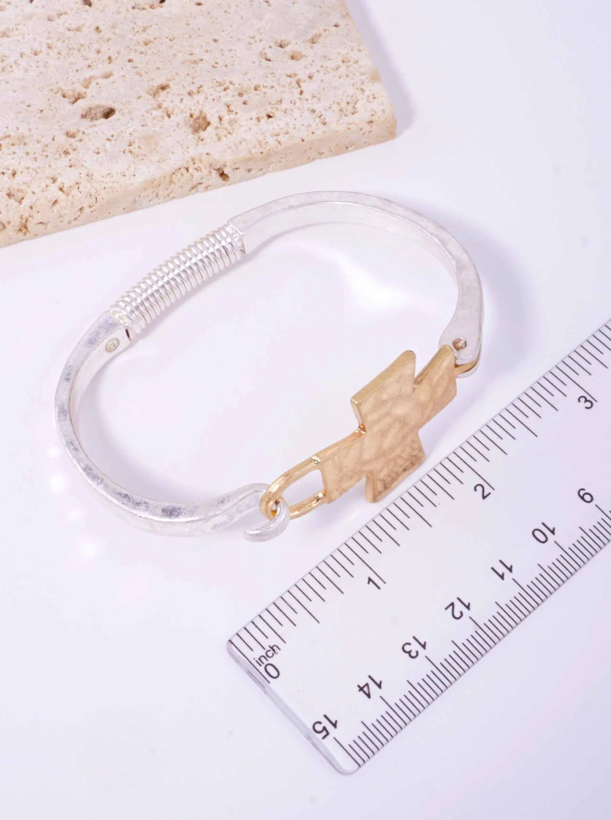 Solid Cross Hammered Bangle Cuff Bracelet