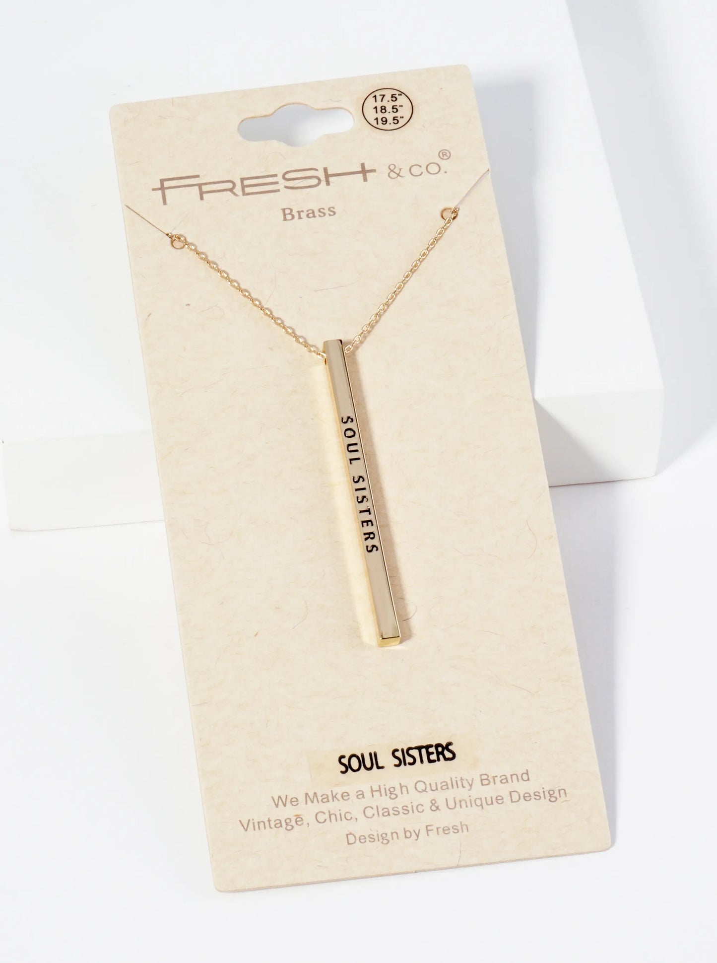 Soul Sisters Love And Light Engraved Vertical Bar Pendant Inspirational Necklace