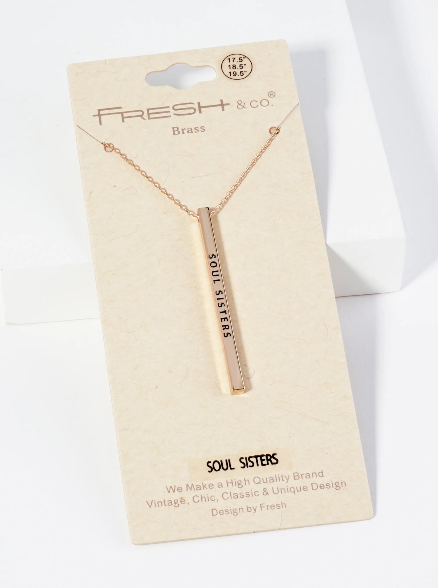 Soul Sisters Love And Light Engraved Vertical Bar Pendant Inspirational Necklace