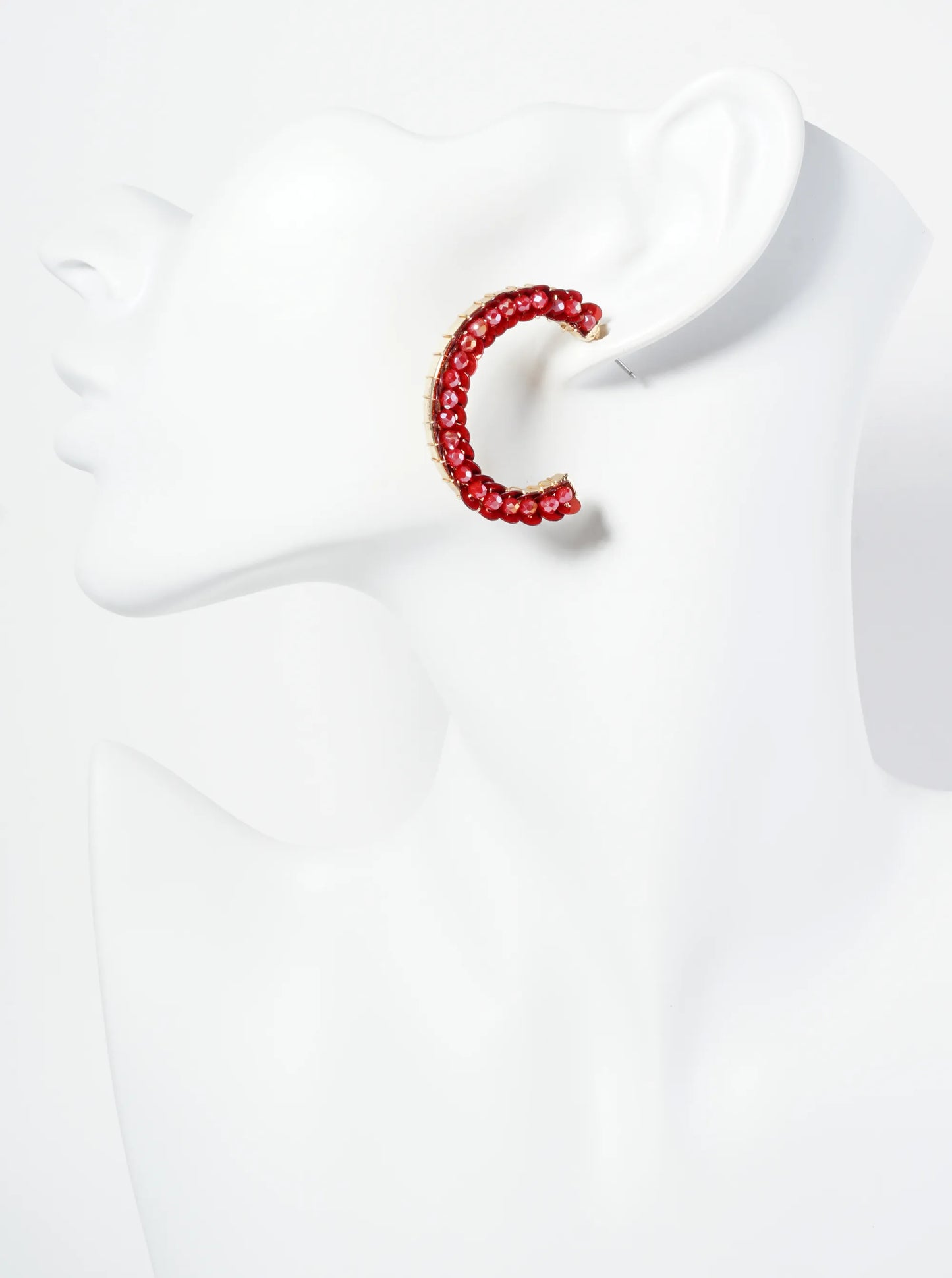 Spangle And Glass Beaded 35mm Open Hoop Earrings
