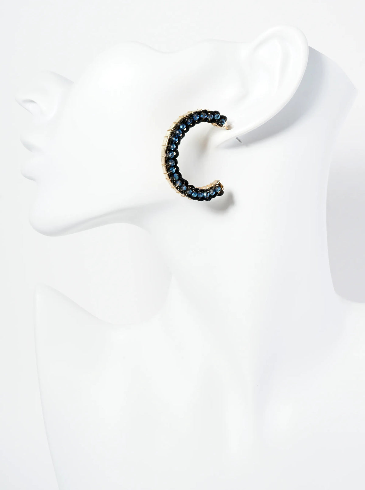 Spangle And Glass Beaded 35mm Open Hoop Earrings