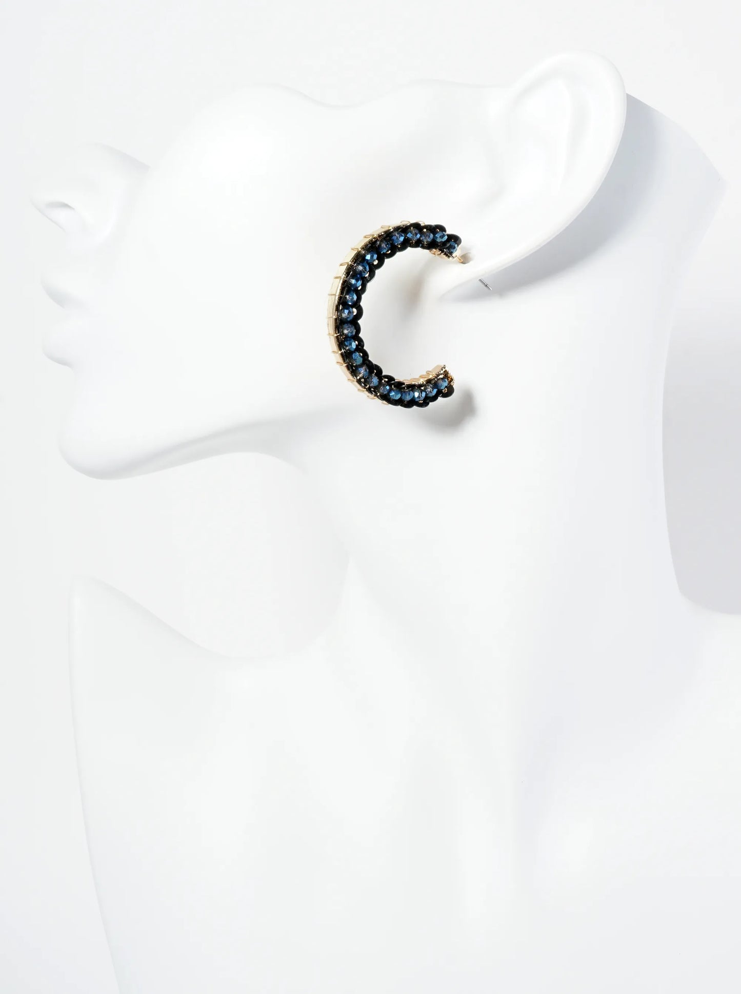 Spangle And Glass Beaded 35mm Open Hoop Earrings