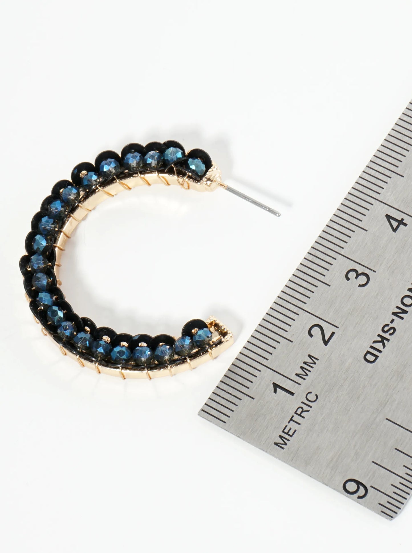 Spangle And Glass Beaded 35mm Open Hoop Earrings