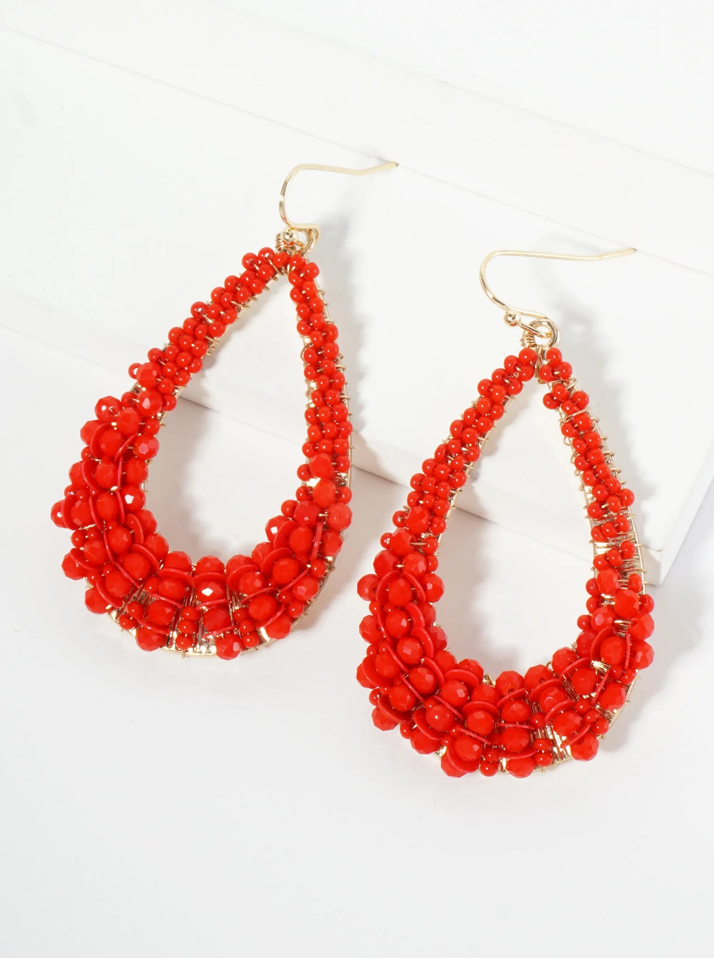Spangle And Glass Beaded Teardrop Dangle Earrings
