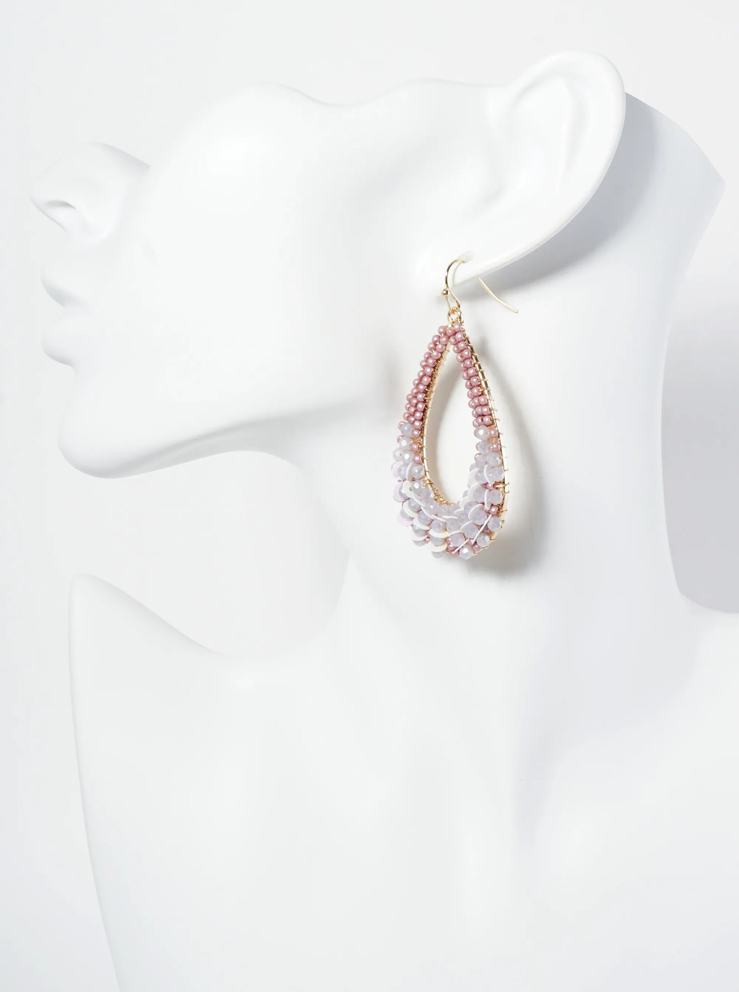 Spangle And Glass Beaded Teardrop Dangle Earrings