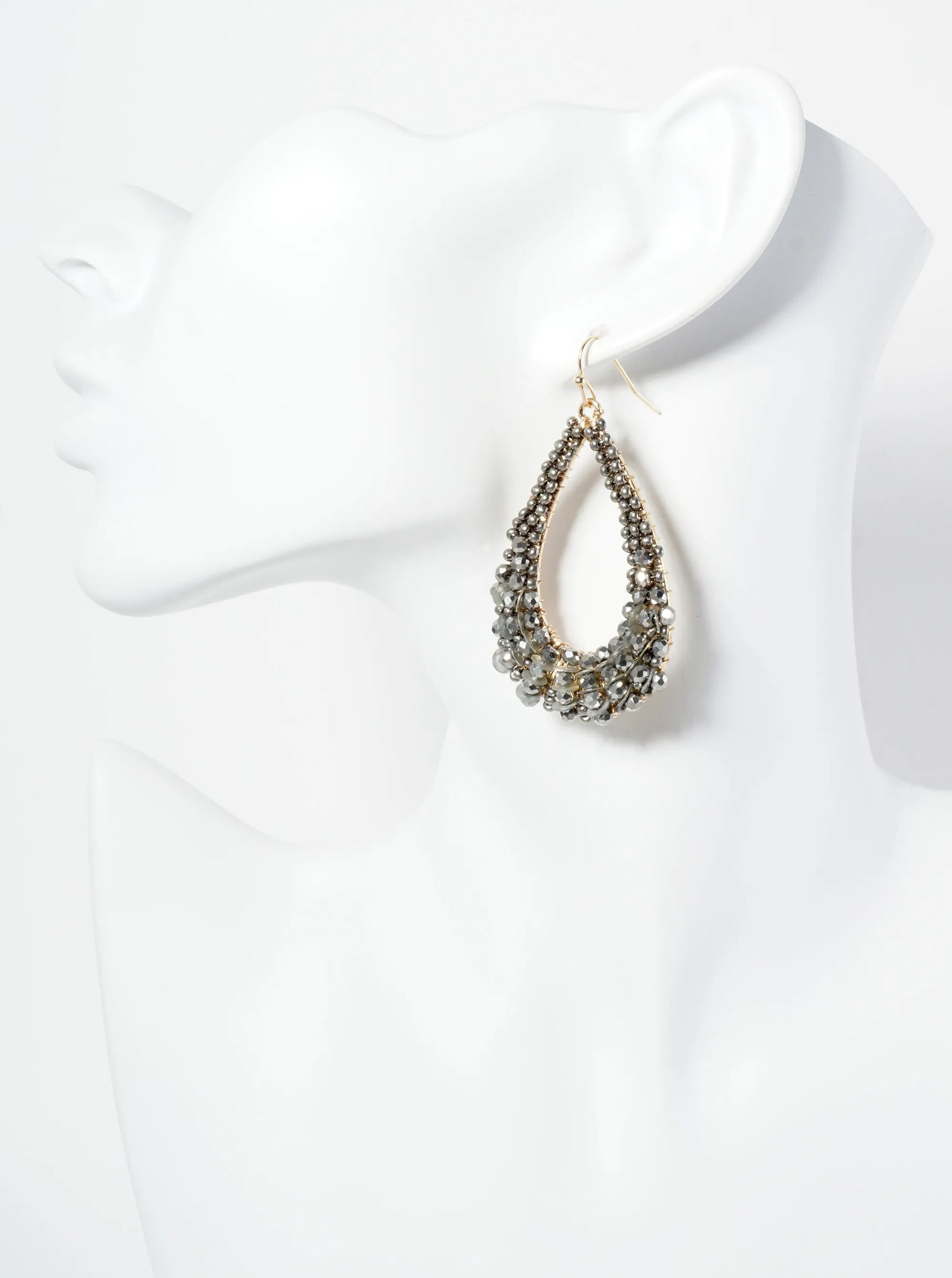 Spangle And Glass Beaded Teardrop Dangle Earrings