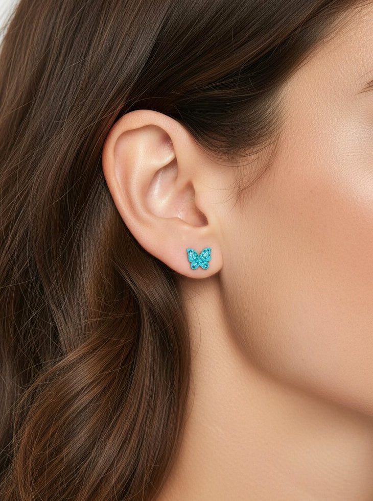 Sparkling Butterfly Stud Earrings
