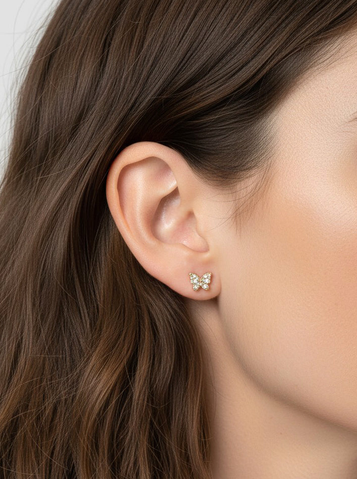 Sparkling Butterfly Stud Earrings