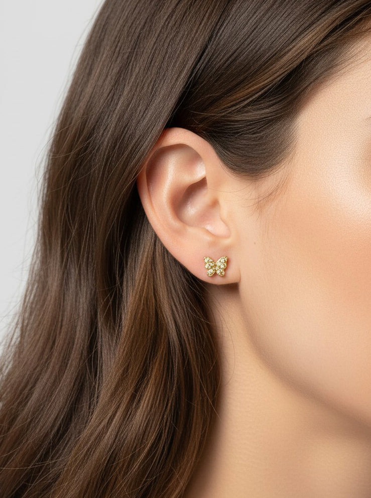 Sparkling Butterfly Stud Earrings