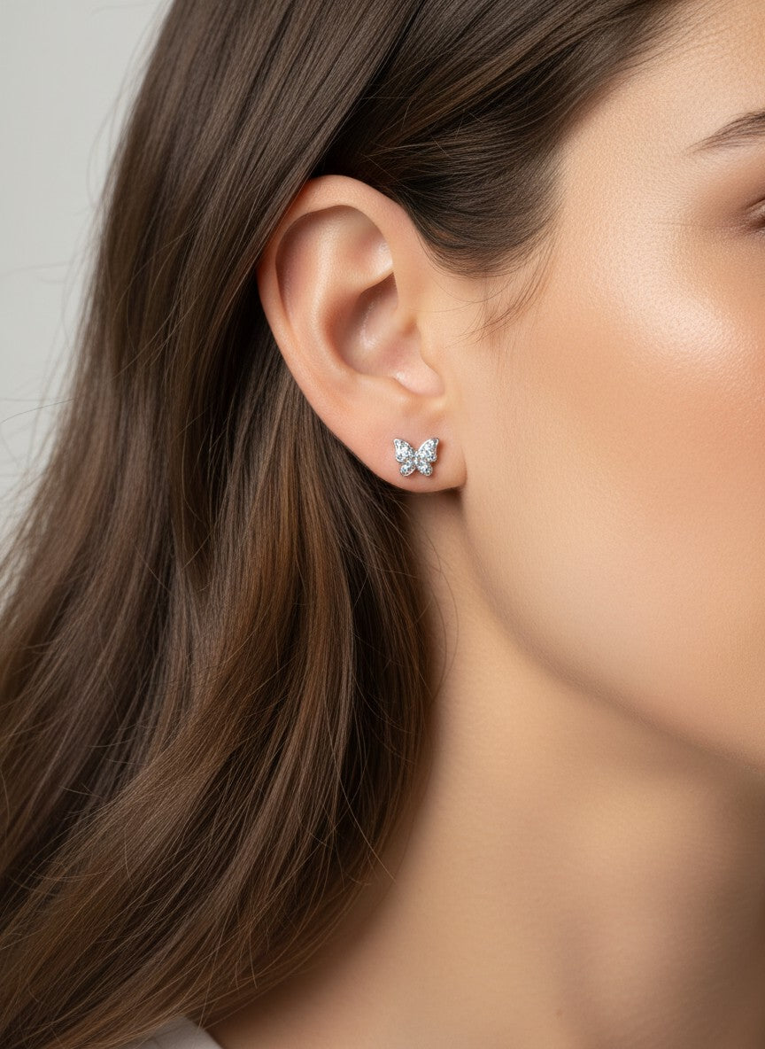Sparkling Butterfly Stud Earrings
